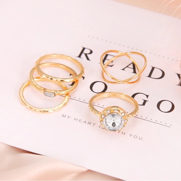 4 for $25 SALE!! 5 Piece Rhinestone Crystal Rings - Picture 3 of 7